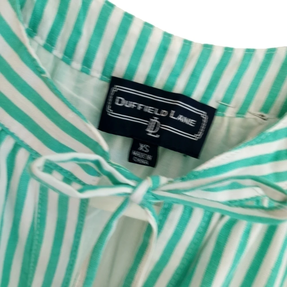 DUFFIELD Lane Teal Striped Midi Dress - Picture 10 of 11